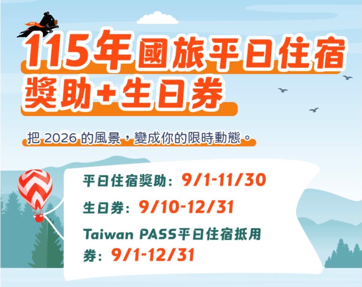 國旅平日住宿獎助及生日券獎助活動